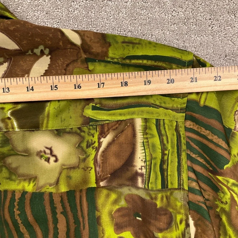VIRGOLA Uomo Shirt Mens Mediun Green‎ Brown Abstract Statement Party Resortwear